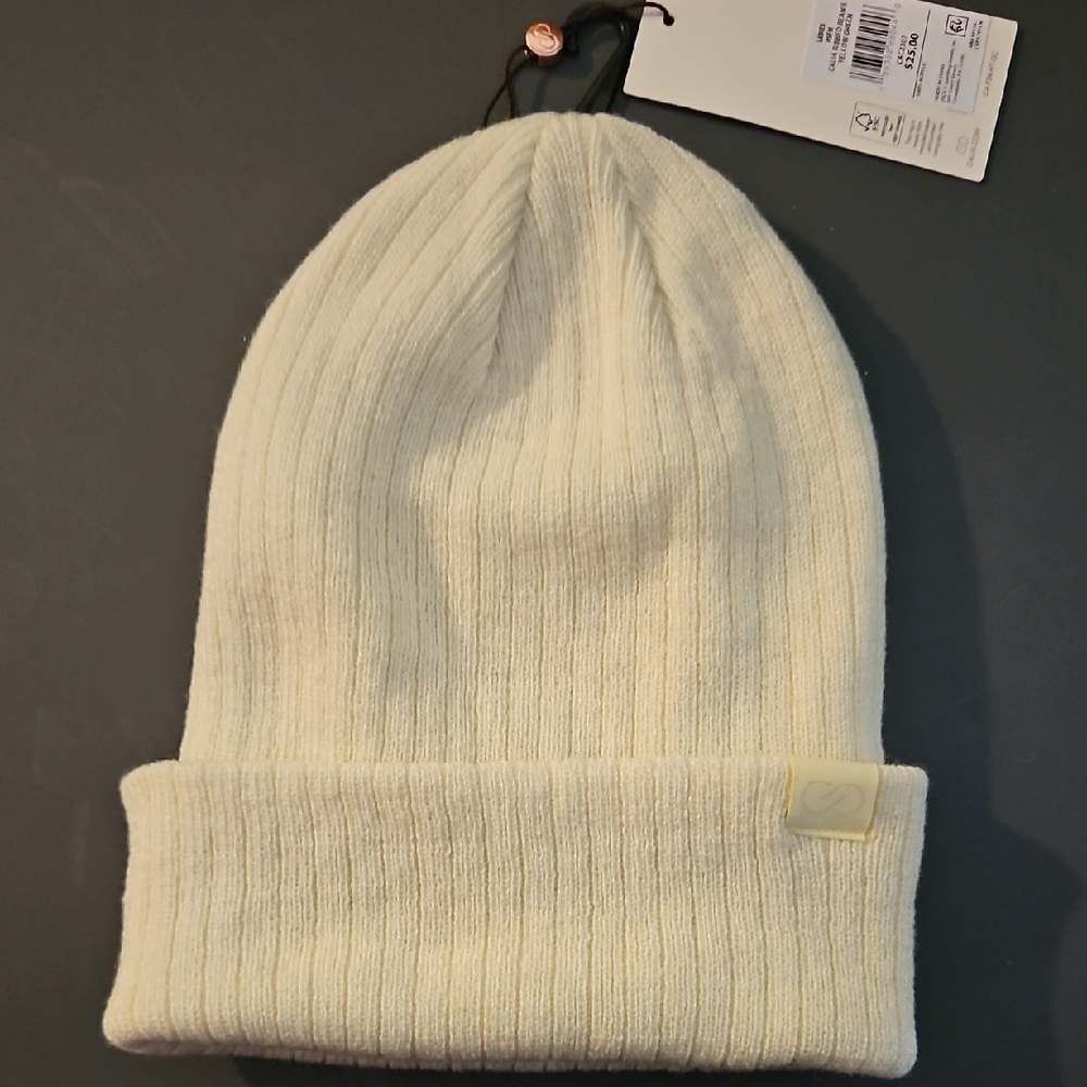 CALIA Women's Ribbed Beanie: YELLOW GREEN: NEW WITH TAGS: OS